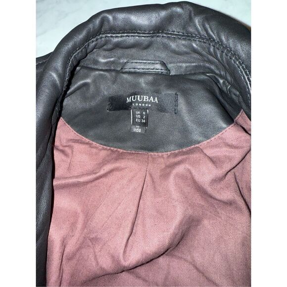 Muubaa Womens 100% Lamb Leather Jacket Size 2   Taimar Black/Hunter Green Leathe - Picture 7 of 13